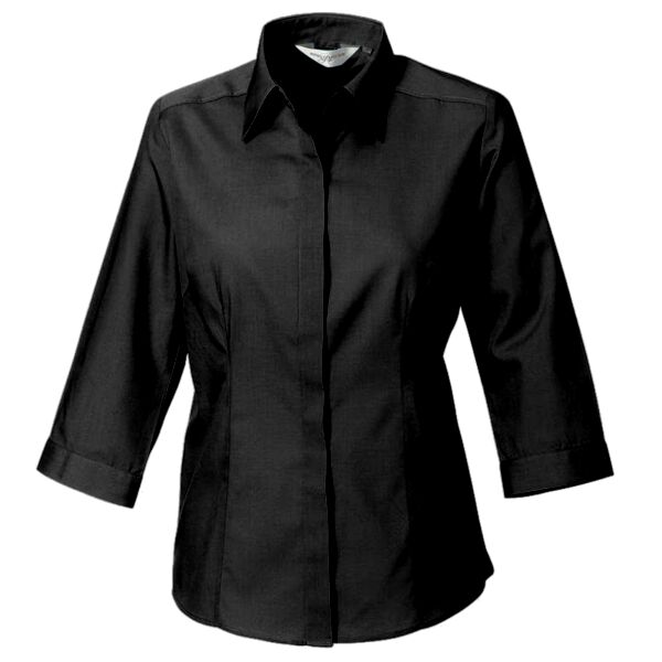 Women's ¾ sleeve polycotton easycare fitted poplin shirt Vignette
