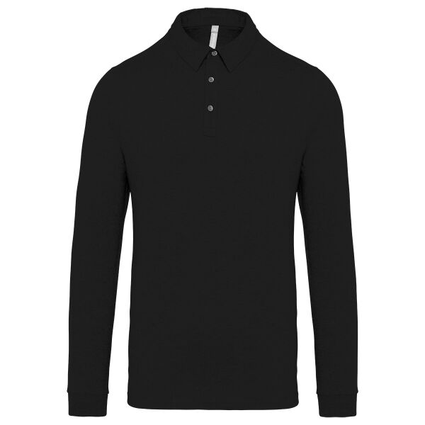 Jersey knit long sleeve polo shirt Vignette